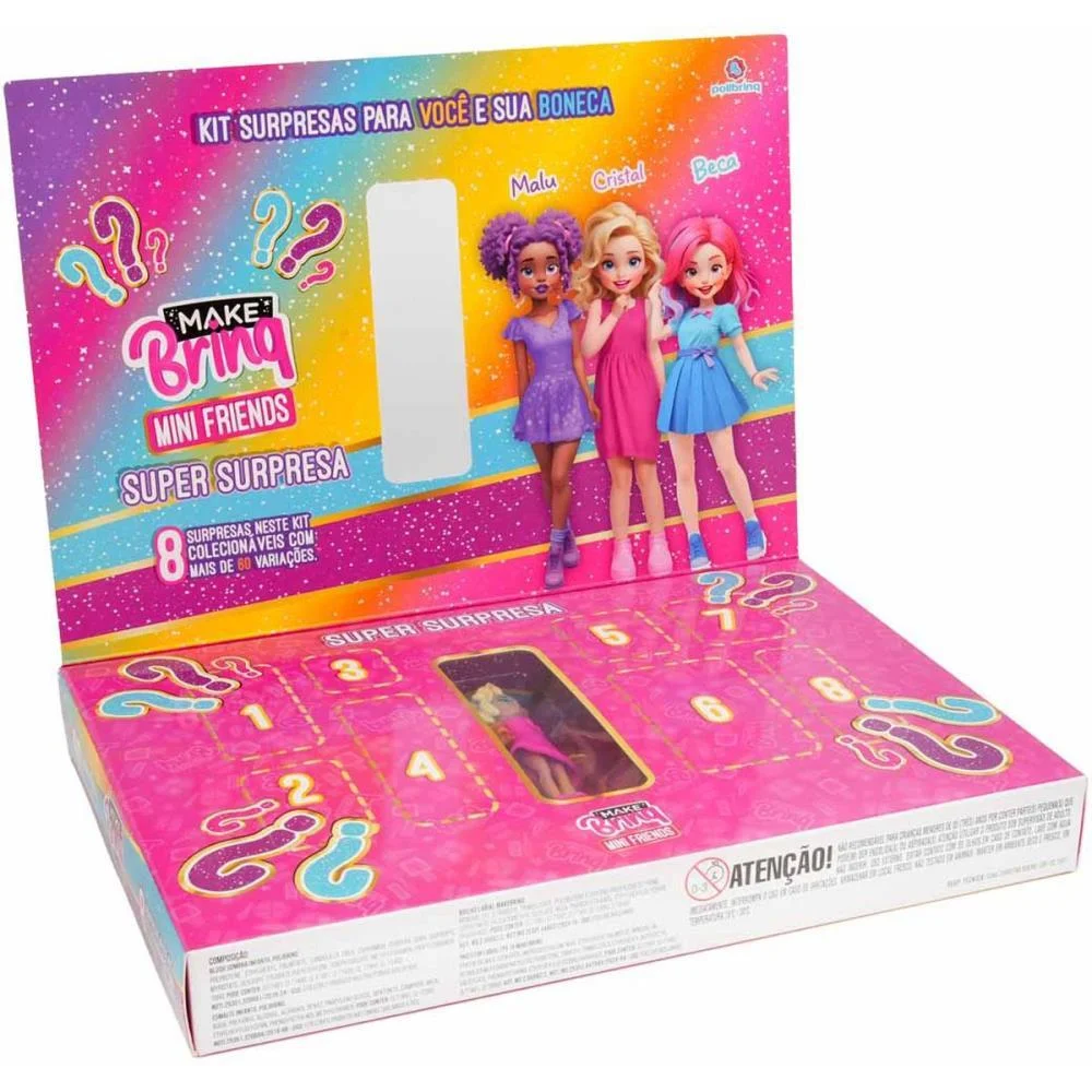 MAQUIAGEM E BELEZA INFANTIL MAKE BRINQ BONECA+8 SURPRESAS POLIBRINQ (KIT) - imagem 5