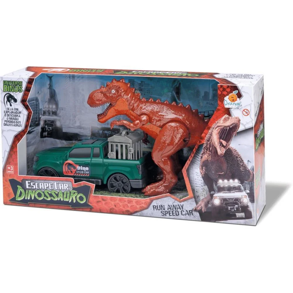 CARRINHO ESCAPE CAR DINOSSAURO (S) ORANGE TOYS (UNIDADE) - imagem 4