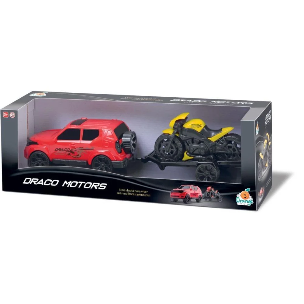 CARRINHO JEEP DRACO C/ MOTO CORES SORT. ORANGE TOYS (UNIDADE) - imagem 2
