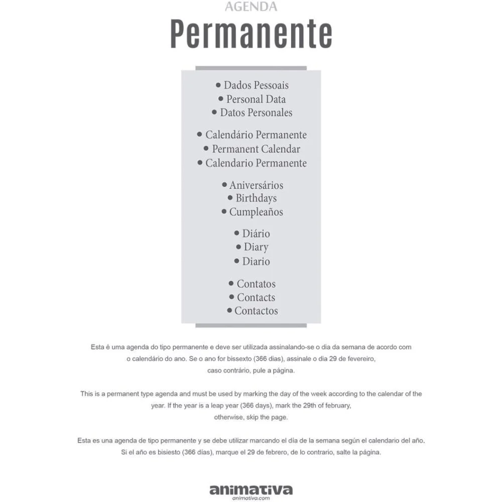 AGENDA PERMANENTE PERMANENTE COST.192F.142X207MM ANIMATIVA (PCT.C/04) - imagem 4