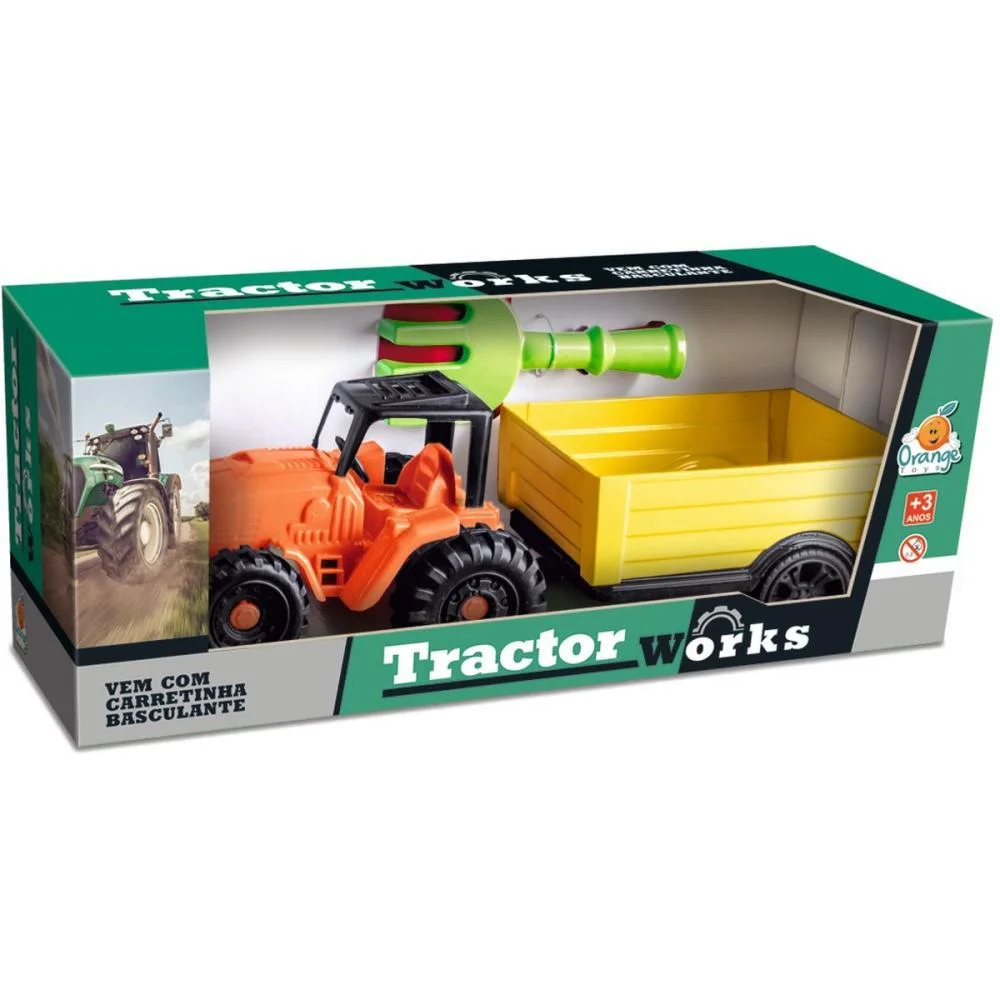 TRATOR TRACTOR WORKS 34CM (S) ORANGE TOYS (UNIDADE) - imagem 3