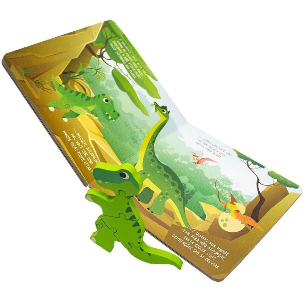 LIVRO QUEBRA-CABECA MADEIRA DINOSSAURO 20,5X20,5CM TODOLIVRO (UNIDADE) - imagem 3