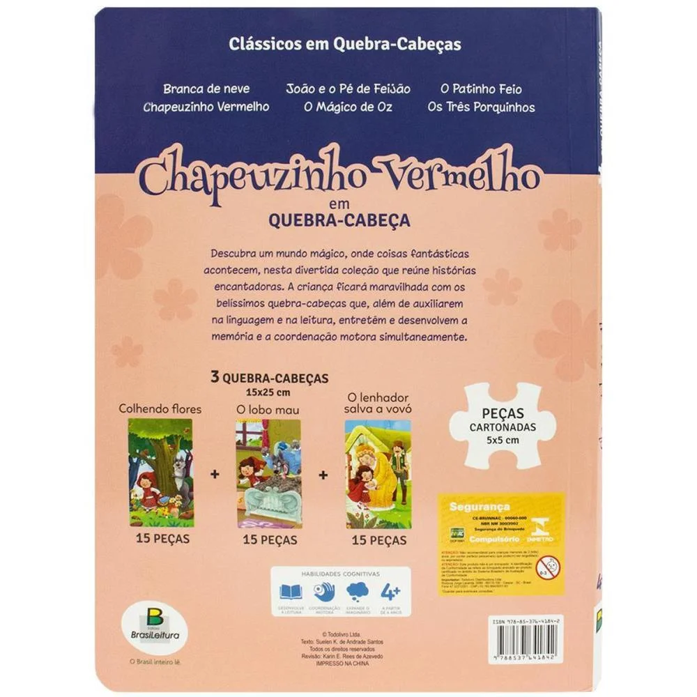 LIVRO QUEBRA-CABECA CHAPEUZINHO VERM. 3X15PCS 6PG TODOLIVRO (UNIDADE) - imagem 4