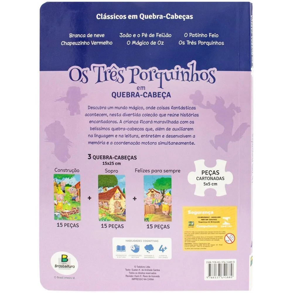 LIVRO QUEBRA-CABECA OS TRES PORQUINHOS 3X15PCS 6PG TODOLIVRO (UNIDADE) - imagem 4