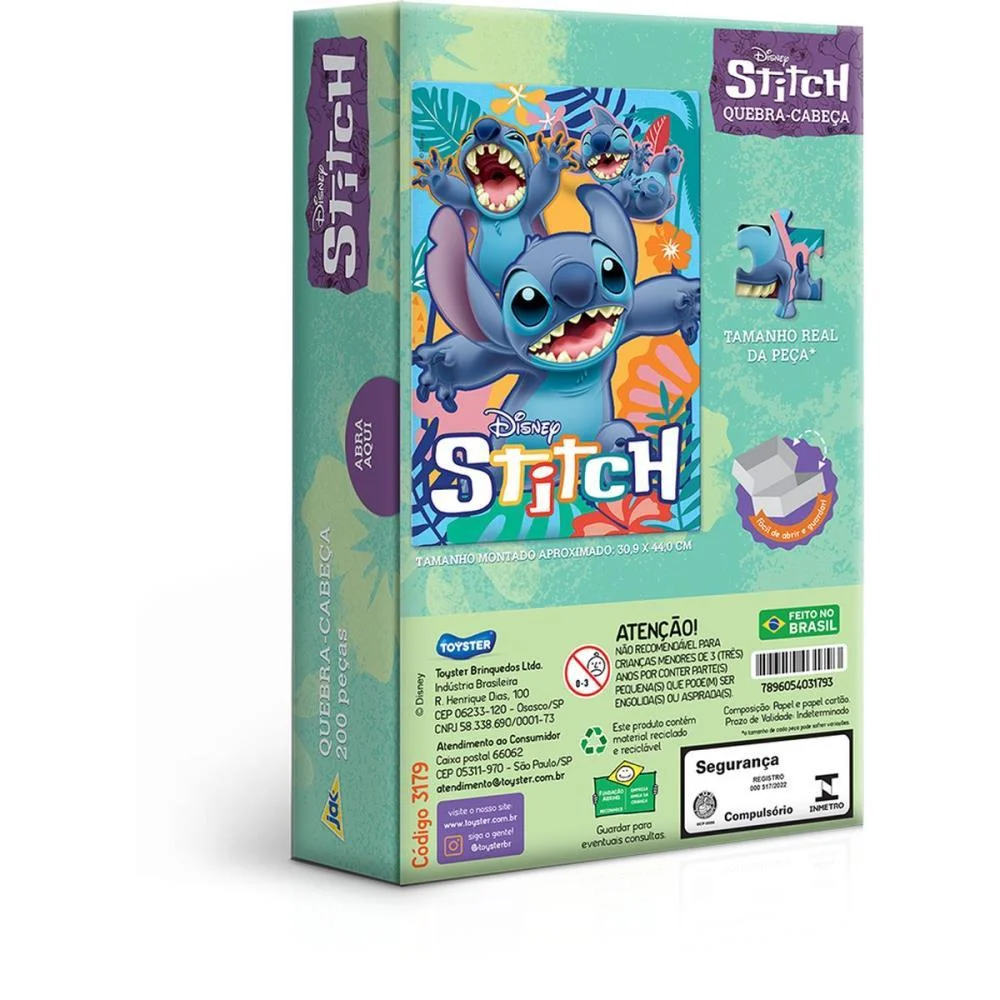 QUEBRA-CABECA CARTONADO STITCH 200 PECAS TOYSTER (UNIDADE) - imagem 5