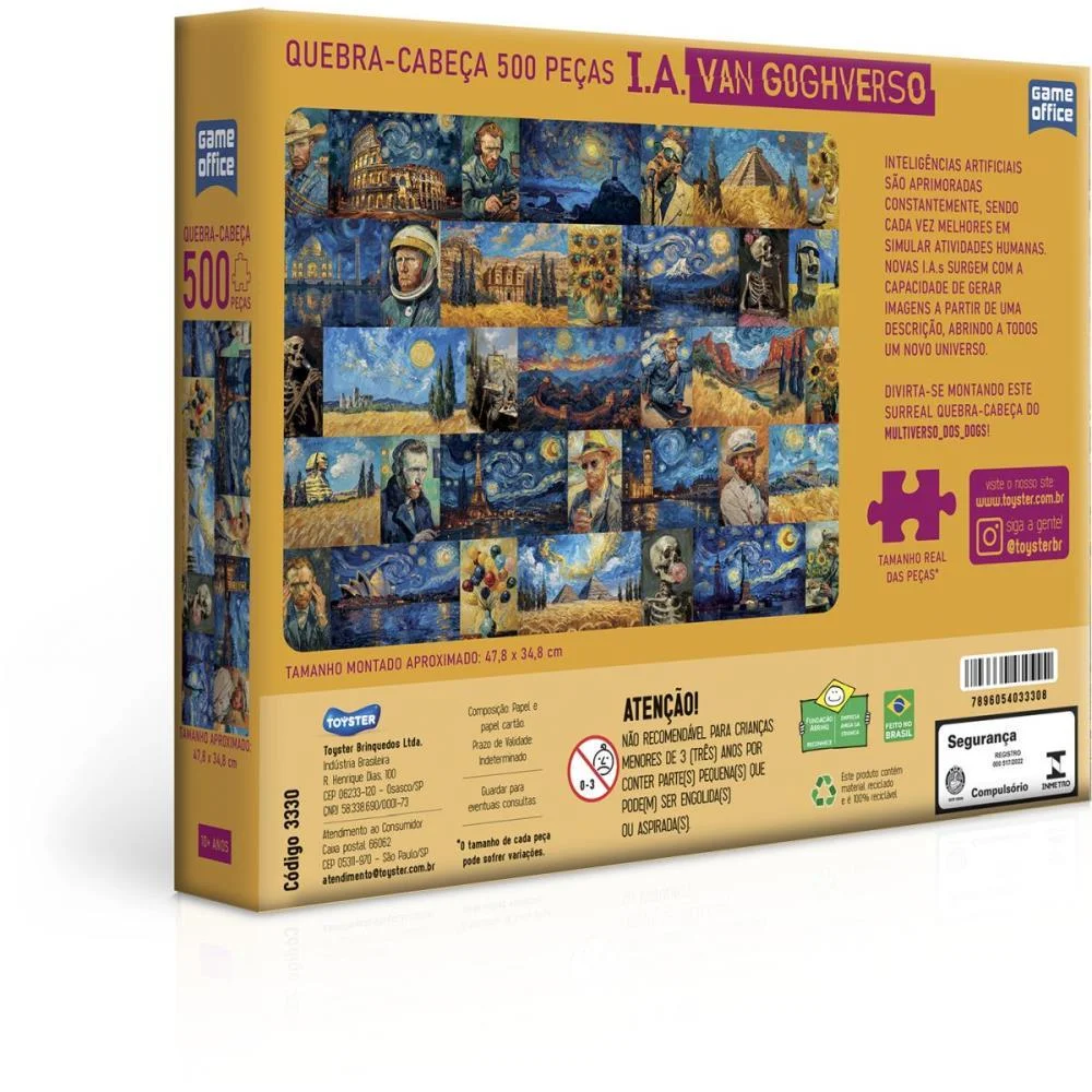 QUEBRA-CABECA CARTONADO VAN GOGHVERSO 500 PECAS TOYSTER (UNIDADE) - imagem 5