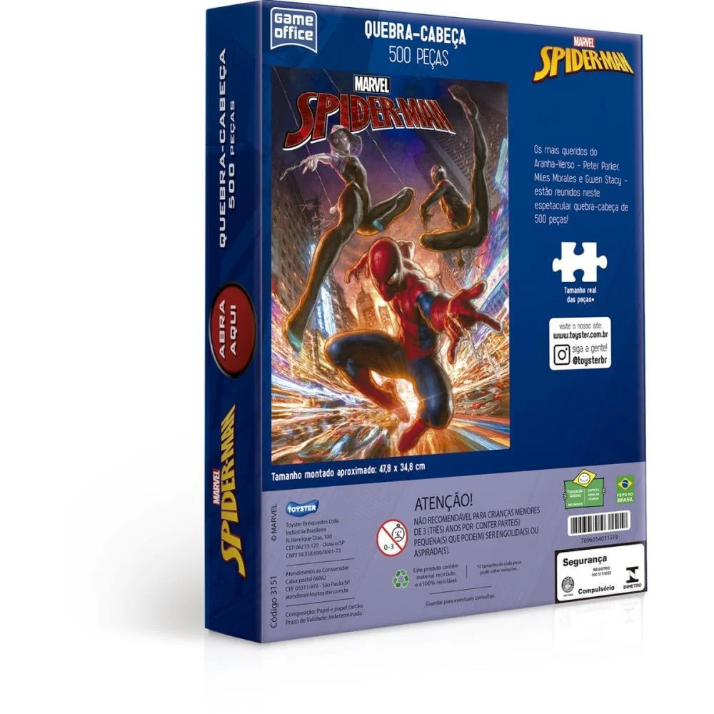 QUEBRA-CABECA CARTONADO SPIDER-MAN 500 PECAS TOYSTER (UNIDADE) - imagem 5