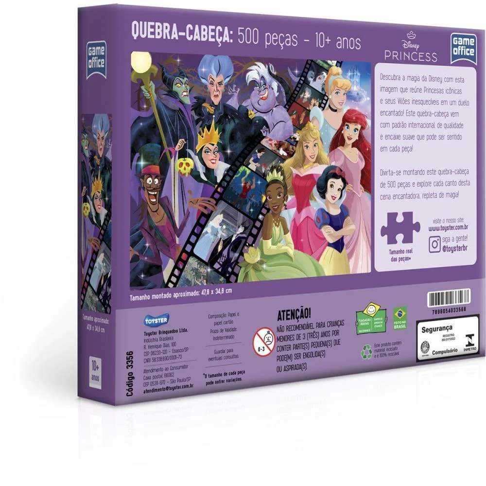 QUEBRA-CABECA CARTONADO PRINCESAS E VILOES 500PCS TOYSTER (UNIDADE) - imagem 4