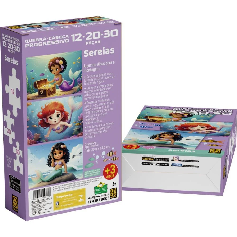 QUEBRA-CABECA CARTONADO SEREIAS 3 EM 1 12,20 E 30PECAS GROW (UNIDADE) - imagem 6