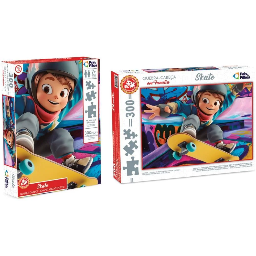 QUEBRA-CABECA CARTONADO SKATE 300 PECAS PAIS E FILHOS (UNIDADE) - imagem 3