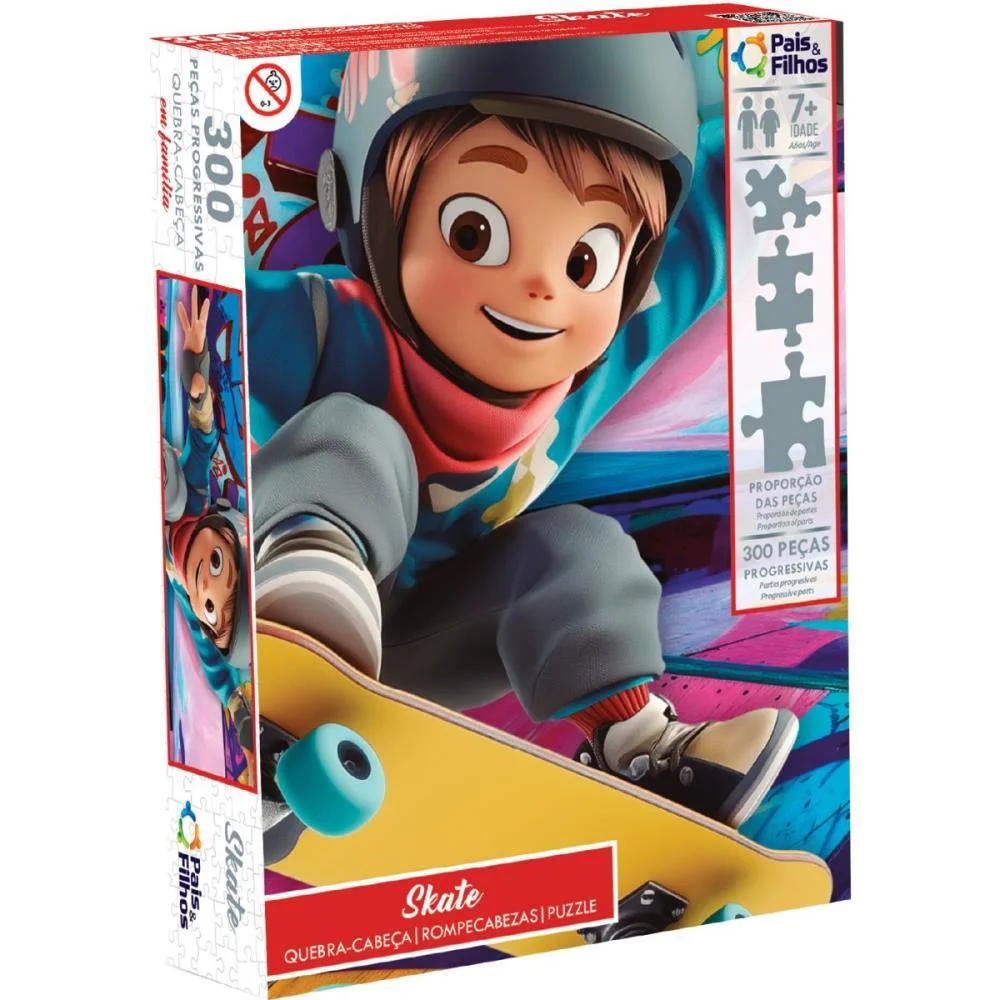 QUEBRA-CABECA CARTONADO SKATE 300 PECAS PAIS E FILHOS (UNIDADE) - imagem 4