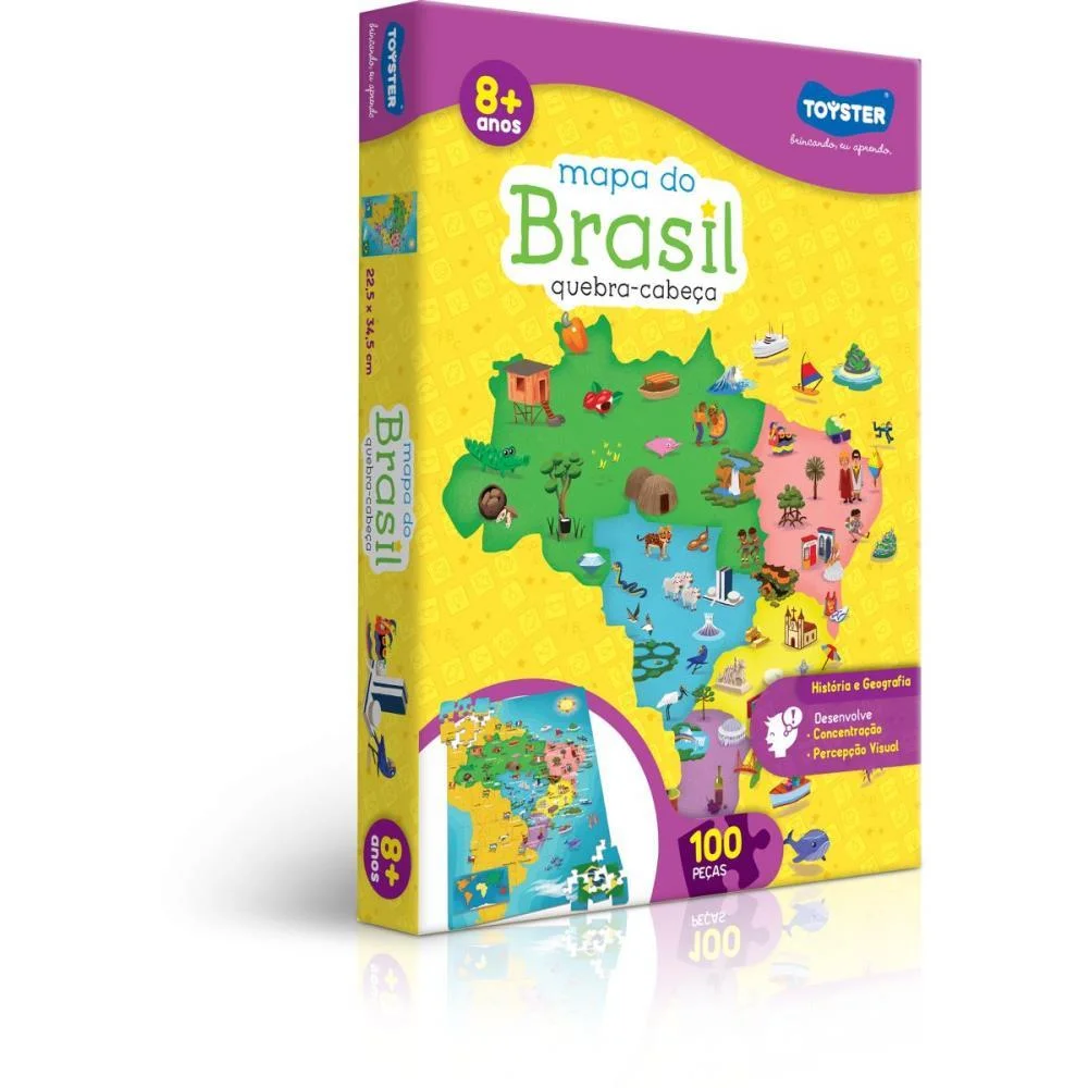 QUEBRA-CABECA CARTONADO MAPA DO BRASIL 100 PECAS TOYSTER (UNIDADE) - imagem 2