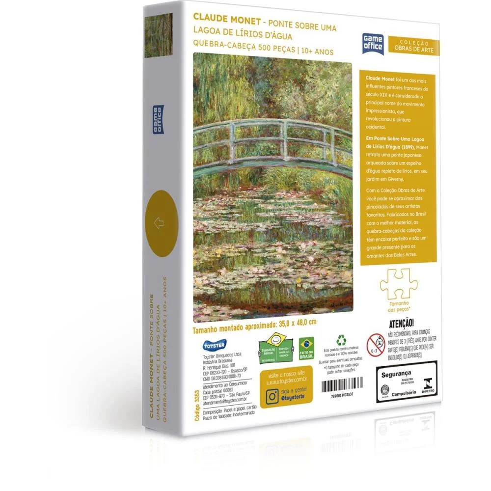 QUEBRA-CABECA CARTONADO MONET 500PCS PONTE SOBRE LAGOA TOYSTER (UNIDADE) - imagem 4