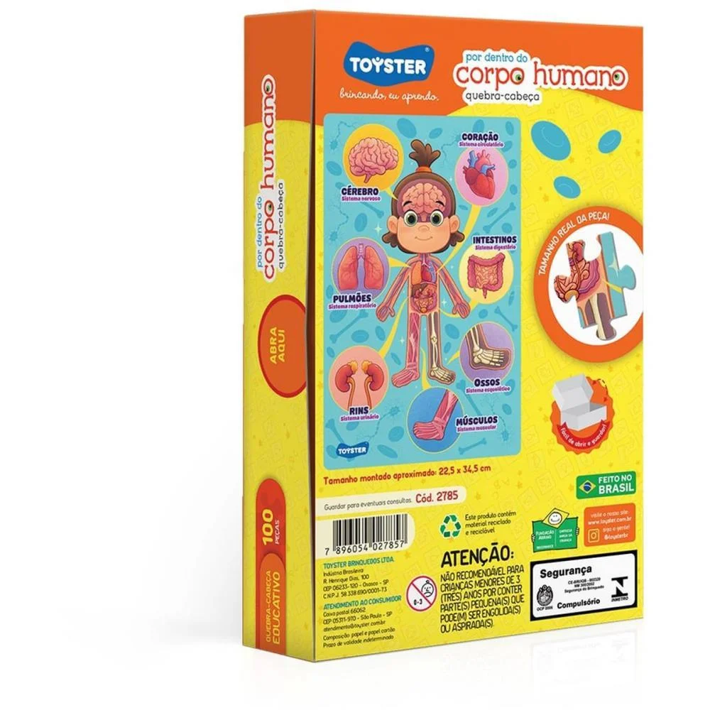 QUEBRA-CABECA CARTONADO CORPO HUMANO 100 PECAS TOYSTER (UNIDADE) - imagem 5