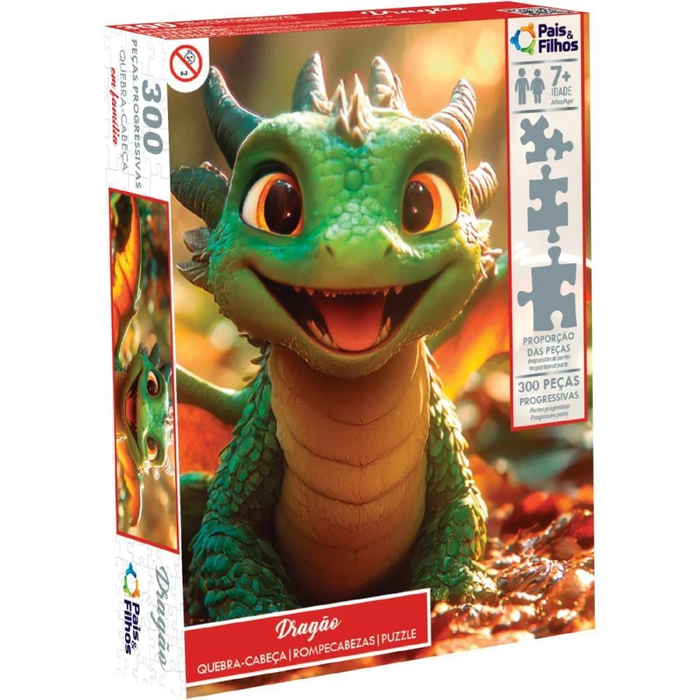 QUEBRA-CABECA CARTONADO DRAGAO 300 PECAS PAIS E FILHOS (UNIDADE) - imagem 2