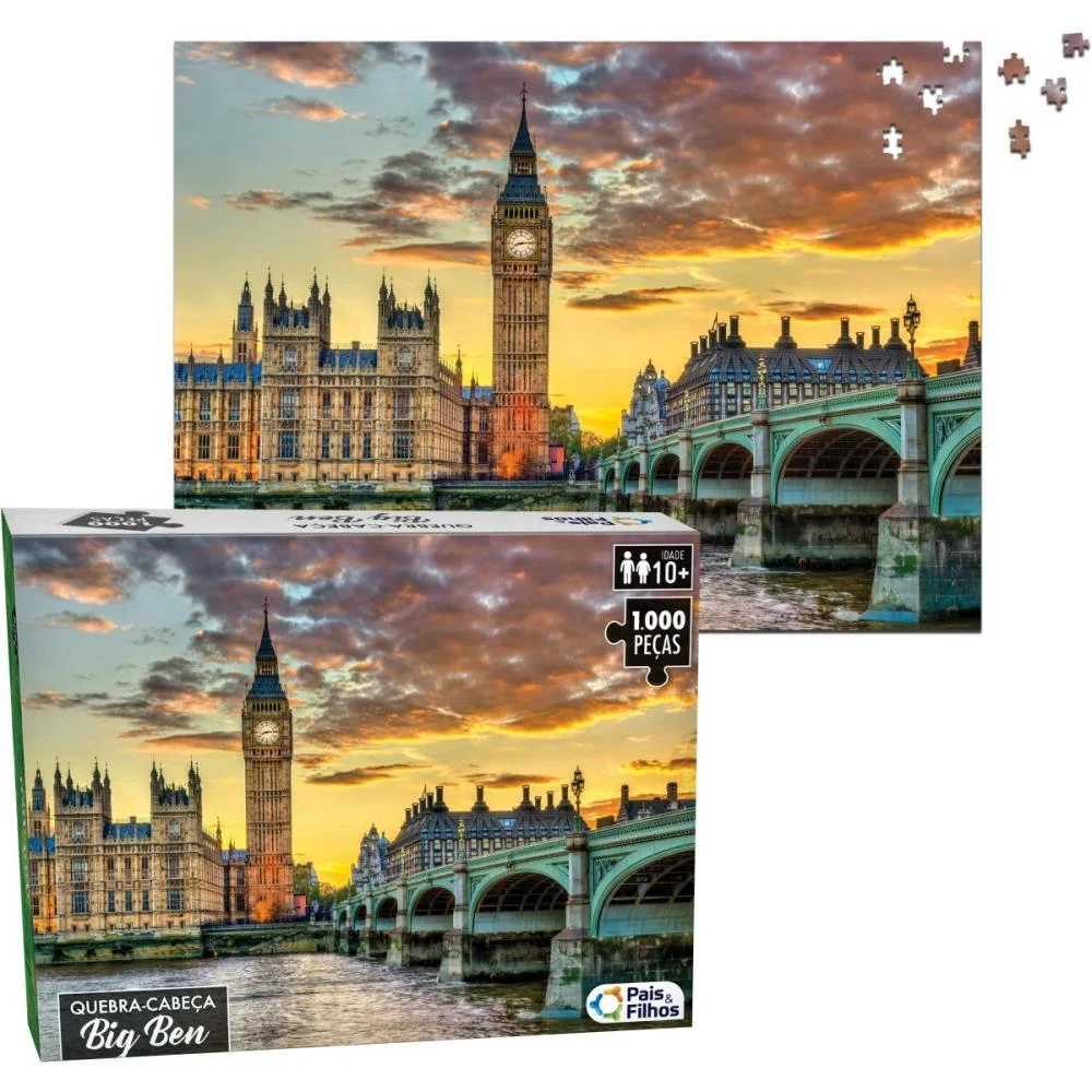 QUEBRA-CABECA CARTONADO BIG BEN 1000 PECAS PAIS E FILHOS (UNIDADE) - imagem 5