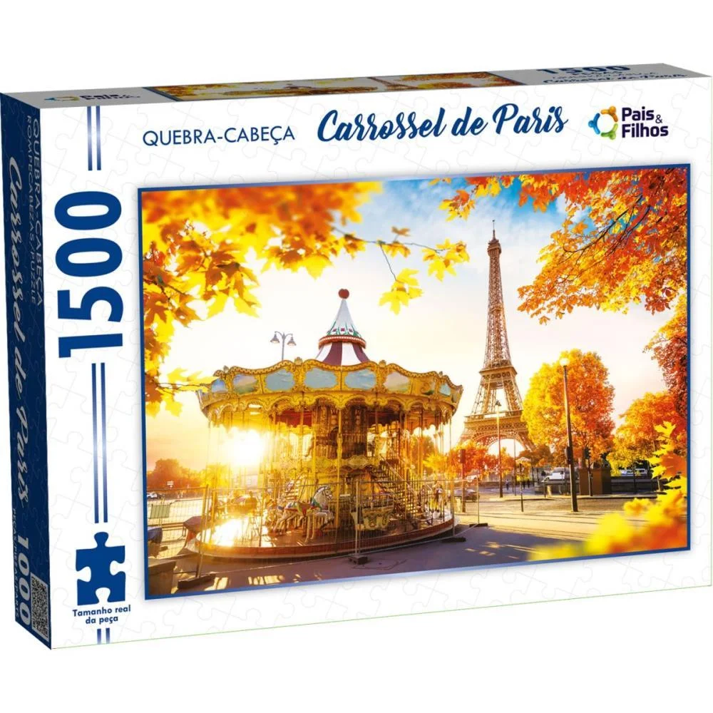 QUEBRA-CABECA CARTONADO CARROSEL DE PARIS 1500 PECAS PAIS E FILHOS (UNIDADE) - imagem 4