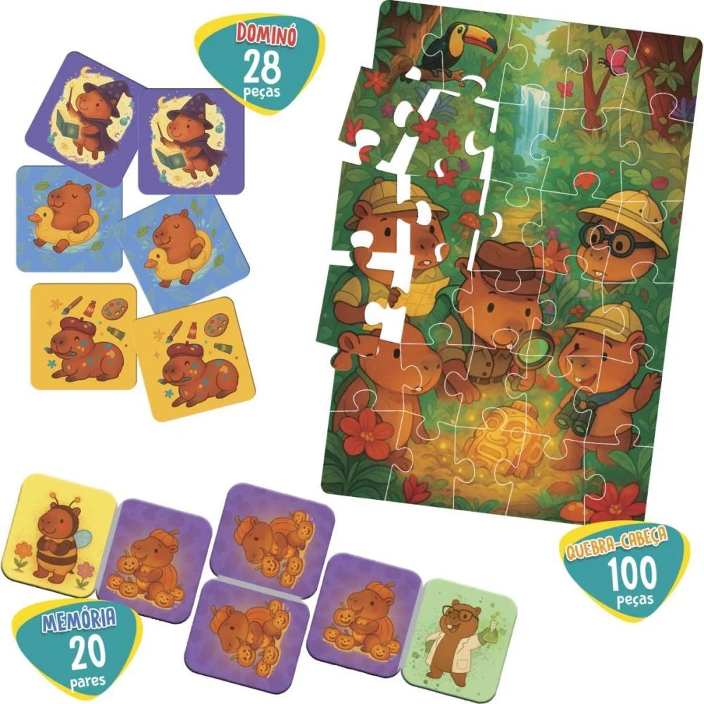 QUEBRA-CABECA CARTONADO CAPIVARA SUPER KIT 3 EM 1 TOYSTER (UNIDADE) - imagem 3