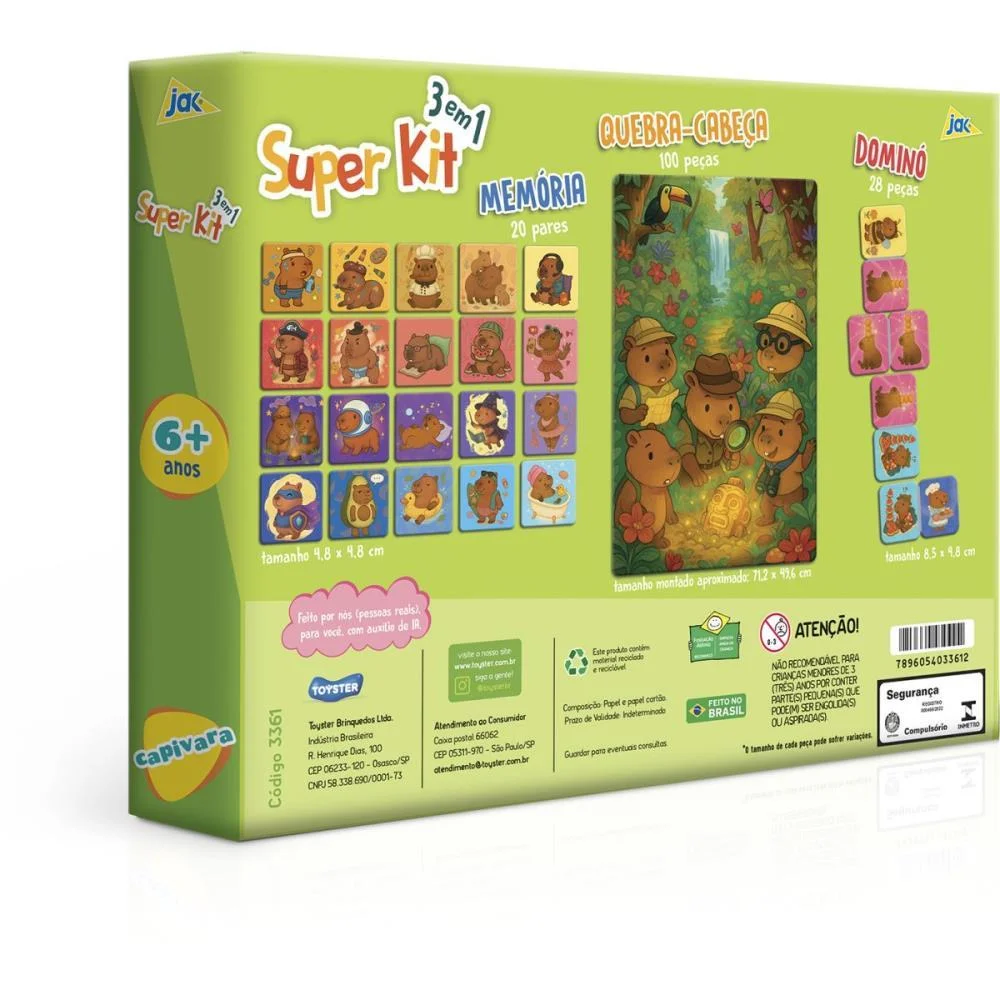 QUEBRA-CABECA CARTONADO CAPIVARA SUPER KIT 3 EM 1 TOYSTER (UNIDADE) - imagem 4