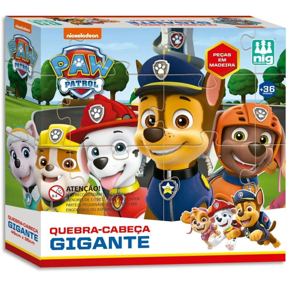 QUEBRA-CABECA MADEIRA PATRULHA CANINA GIGANTE 16PCS NIG BRINQUEDOS (UNIDADE) - imagem 2