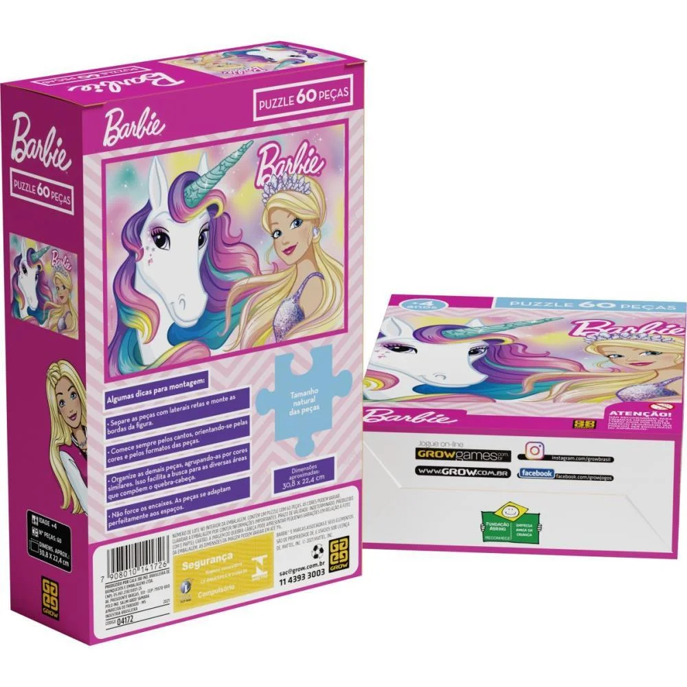 QUEBRA-CABECA CARTONADO BARBIE P60 GROW (UNIDADE) - imagem 5
