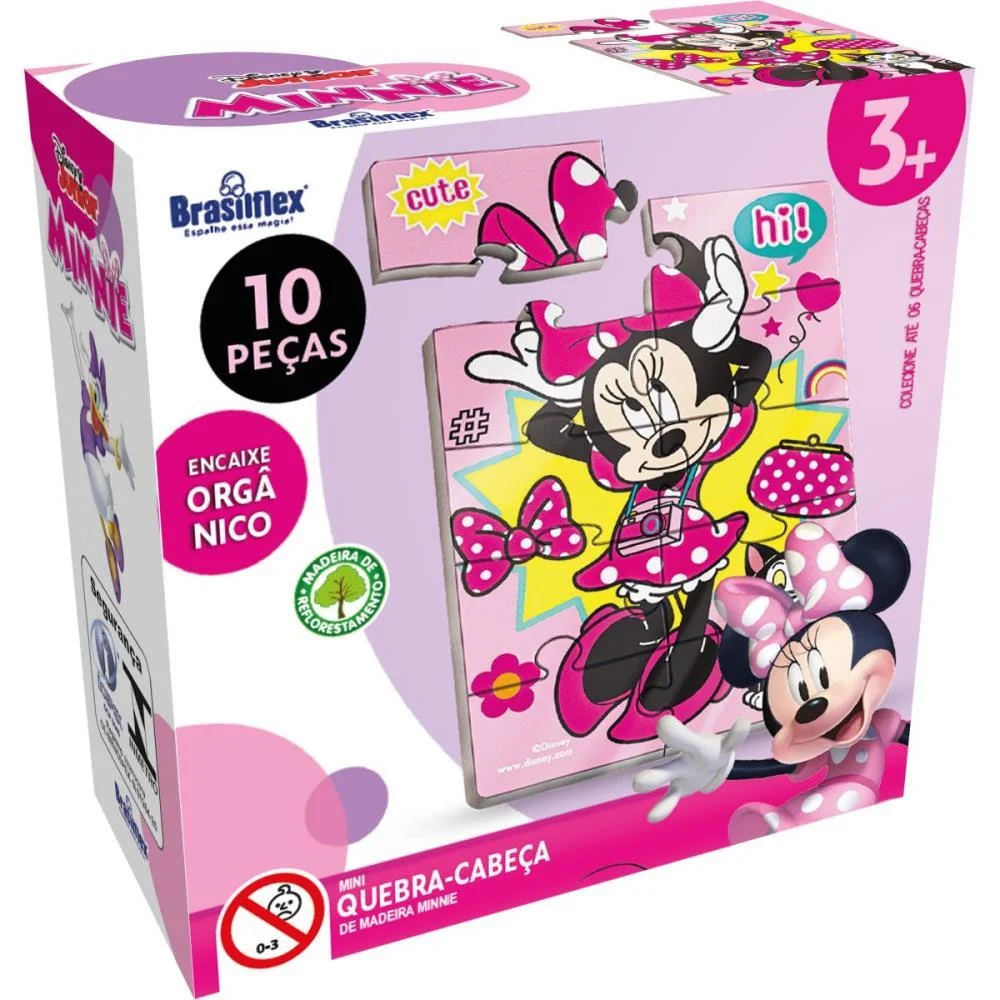 QUEBRA-CABECA MADEIRA MINNIE MINI 10 PECAS BRASILFLEX (DP.C/06) - imagem 3