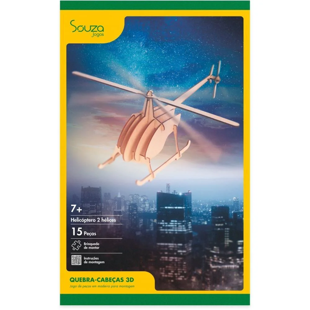 QUEBRA-CABECA MADEIRA HELICOPTERO 2 HELICES 3D 15PCS SOUZA (UNIDADE) - imagem 4