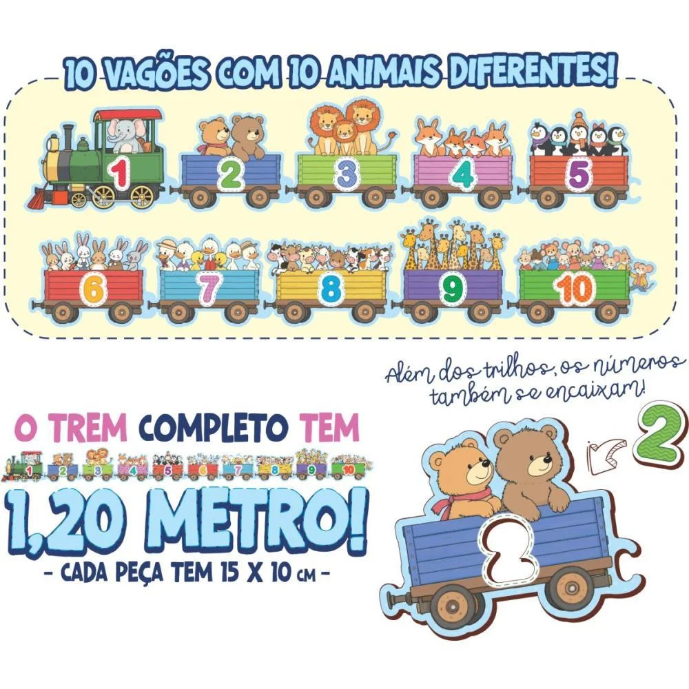 QUEBRA-CABECA MADEIRA TRENZINHO NUMEROS 20PCS AQUARELA BRINQUEDOS (UNIDADE) - imagem 4