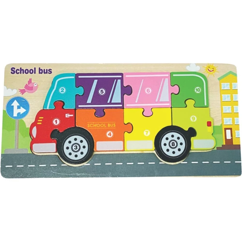 QUEBRA-CABECA MADEIRA ONIBUS 1 BASE 10 PECAS TOY MIX (UNIDADE) - imagem 3