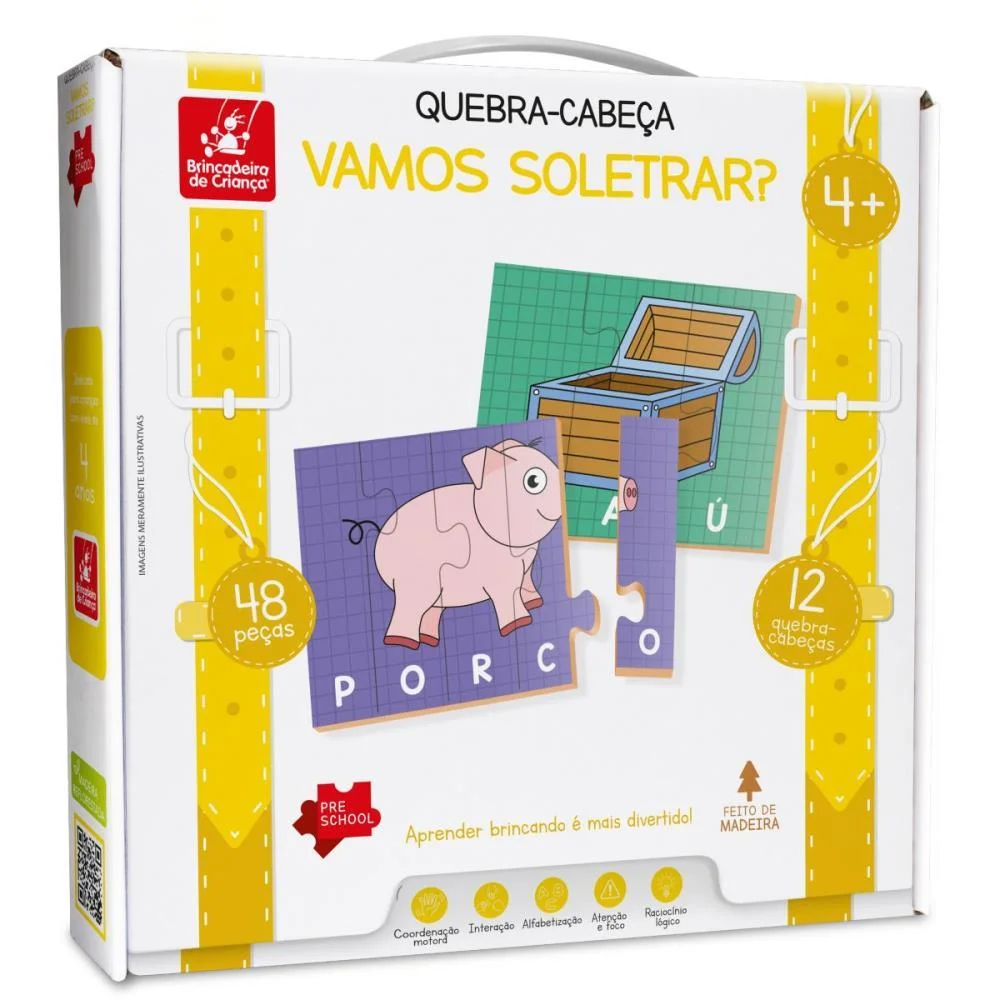 QUEBRA-CABECA MADEIRA VAMOS SOLETRAR 48PCS BRINC. DE CRIANCA (UNIDADE) - imagem 3