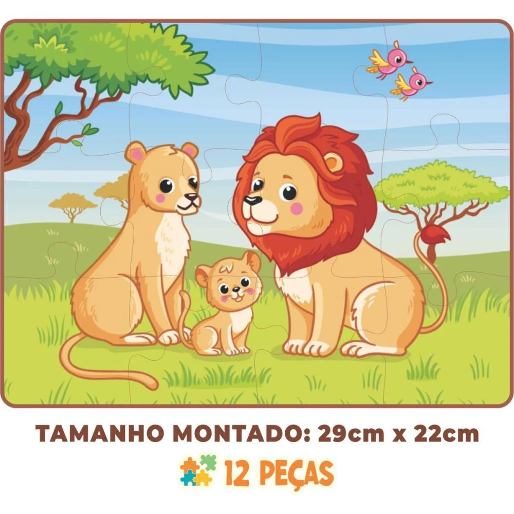 QUEBRA-CABECA MADEIRA VIDA EM FAMILIA LEAO 12PCS AQUARELA BRINQUEDOS (UNIDADE) - imagem 4