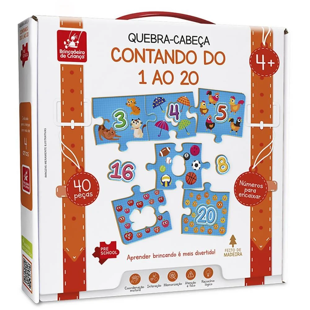 QUEBRA-CABECA MADEIRA CONTANDO DO 1 AO 20 40PCS BRINC. DE CRIANCA (UNIDADE) - imagem 3