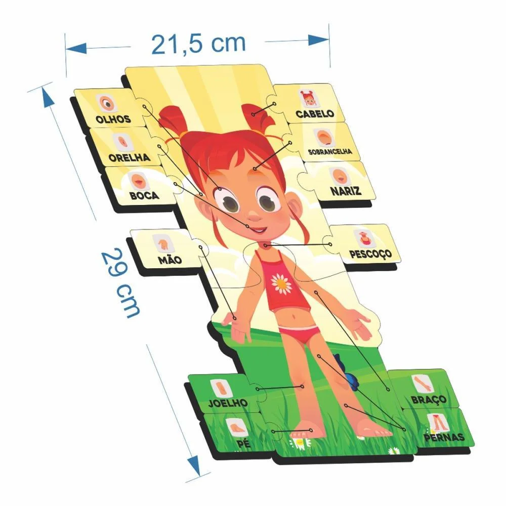 QUEBRA-CABECA MADEIRA CORPO HUMANO ROSA 14 PECAS PAPERTOY (UNIDADE) - imagem 3