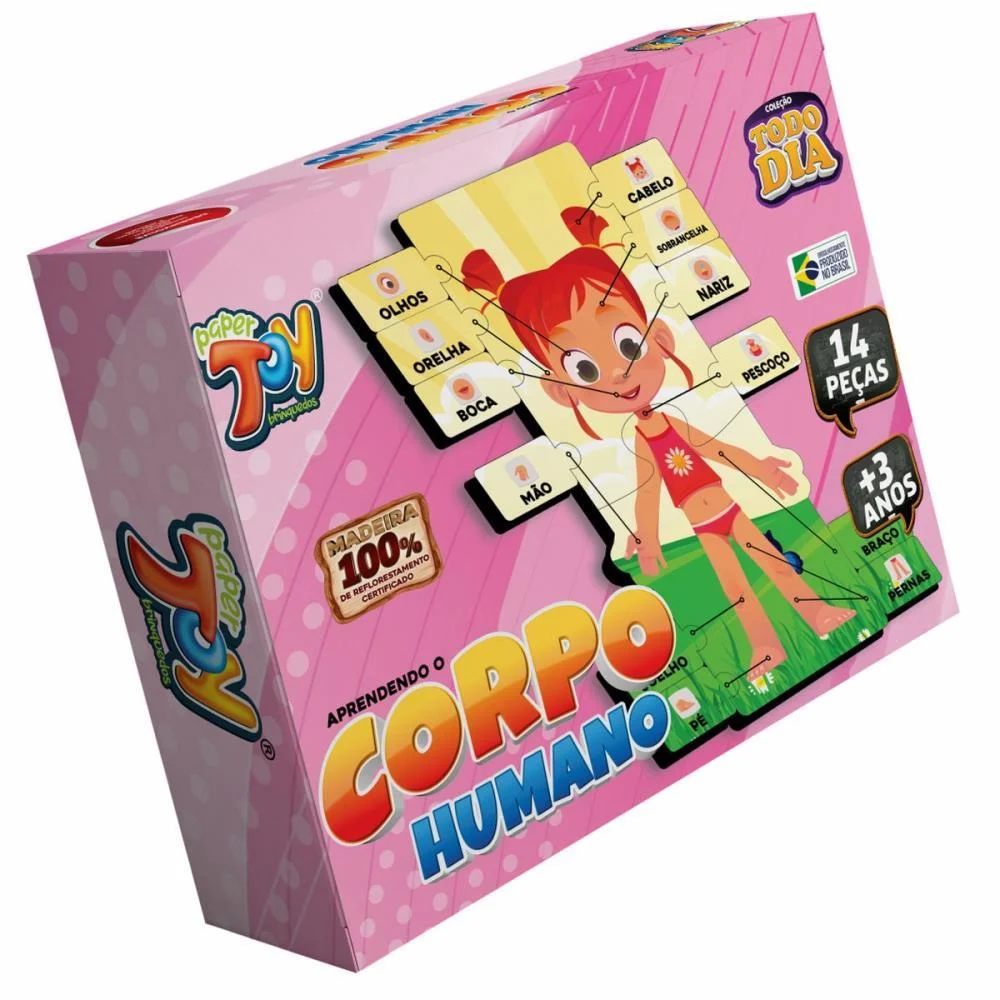 QUEBRA-CABECA MADEIRA CORPO HUMANO ROSA 14 PECAS PAPERTOY (UNIDADE) - imagem 5