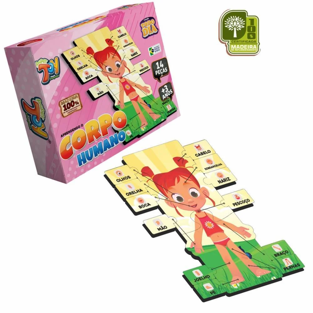 QUEBRA-CABECA MADEIRA CORPO HUMANO ROSA 14 PECAS PAPERTOY (UNIDADE) - imagem 6