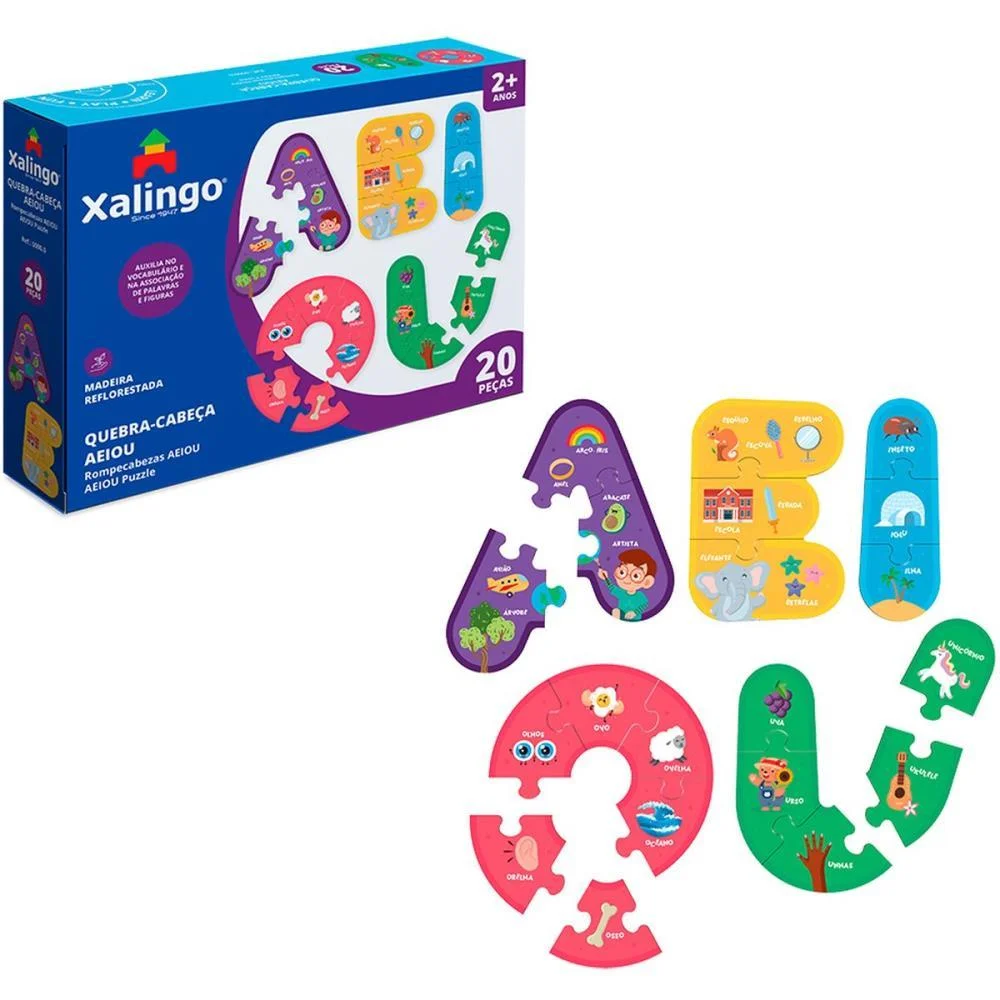 QUEBRA-CABECA MADEIRA AEIOU 20 PECAS XALINGO (UNIDADE) - imagem 3
