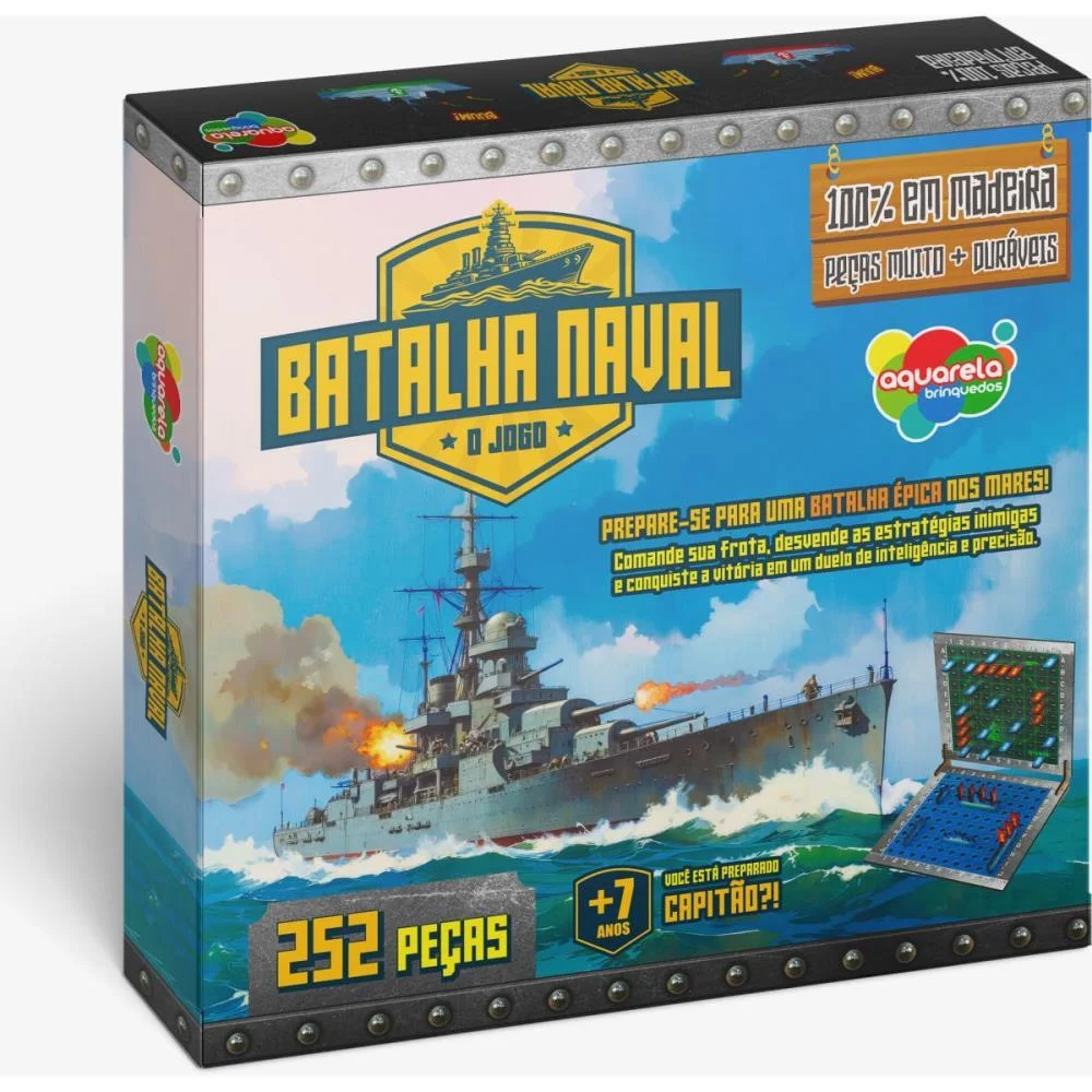 QUEBRA-CABECA MADEIRA BATALHA NAVAL 252 PECAS AQUARELA BRINQUEDOS (UNIDADE) - imagem 3