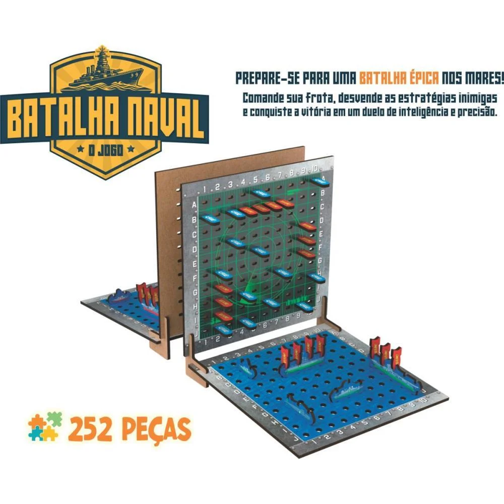 QUEBRA-CABECA MADEIRA BATALHA NAVAL 252 PECAS AQUARELA BRINQUEDOS (UNIDADE) - imagem 4