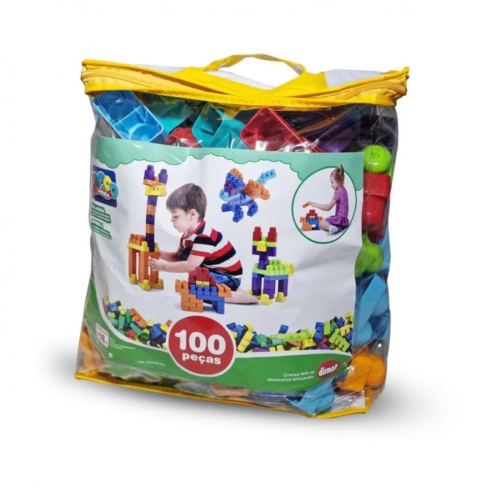 BRINQUEDO PARA MONTAR SACOLA BLOCOLANDIA 100 PCS DISMAT (UNIDADE) - imagem 2