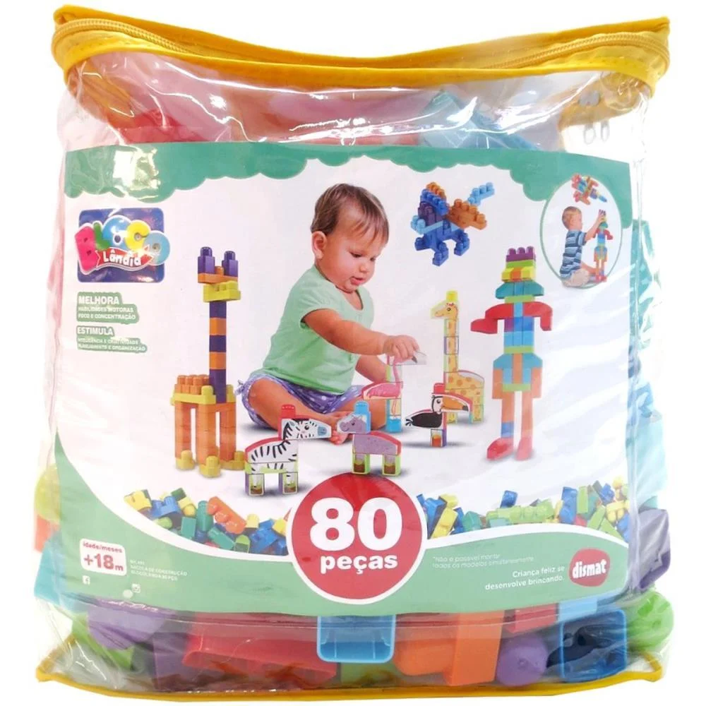 BRINQUEDO PARA MONTAR SACOLA CONST.BLOCOLANDIA  80P DISMAT (UNIDADE) - imagem 5