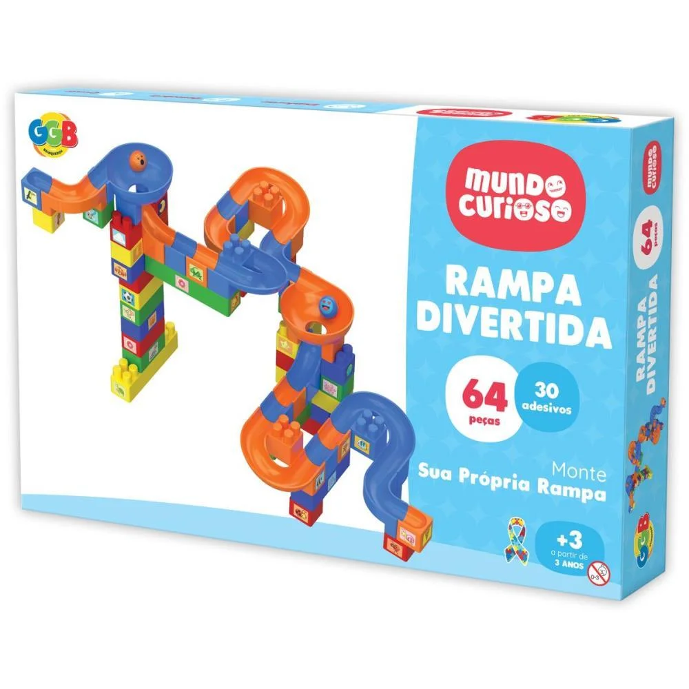 BRINQUEDO PARA MONTAR RAMPA DIVERTIDA 64PCS+30ADESIV GGB PLAST (UNIDADE) - imagem 2