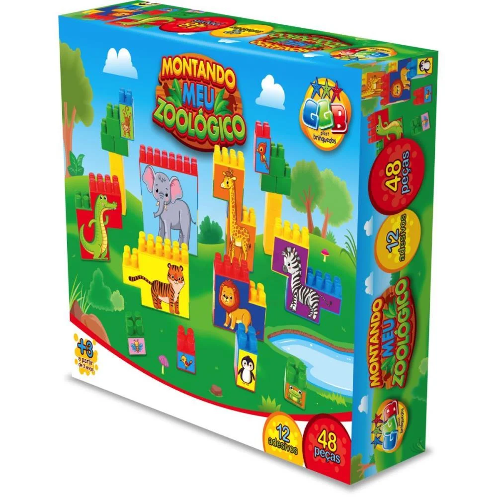 BRINQUEDO PARA MONTAR MONTANDO MEU ZOOLOGICO 48PCS GGB PLAST (UNIDADE) - imagem 2