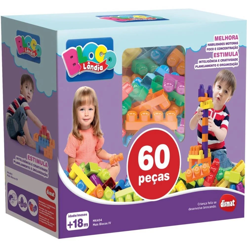BRINQUEDO PARA MONTAR MAIS BLOCOS V 60PCS DISMAT (UNIDADE) - imagem 4