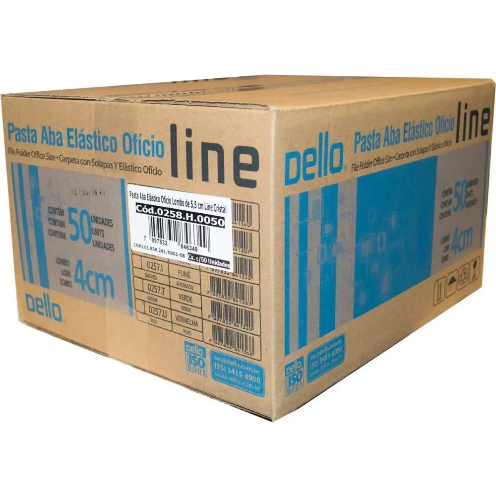 PASTA ABA ELASTICA PLASTICA OFICIO 55MM CRISTAL DELLOLINE DELLO (PCT.C/10) - imagem 4