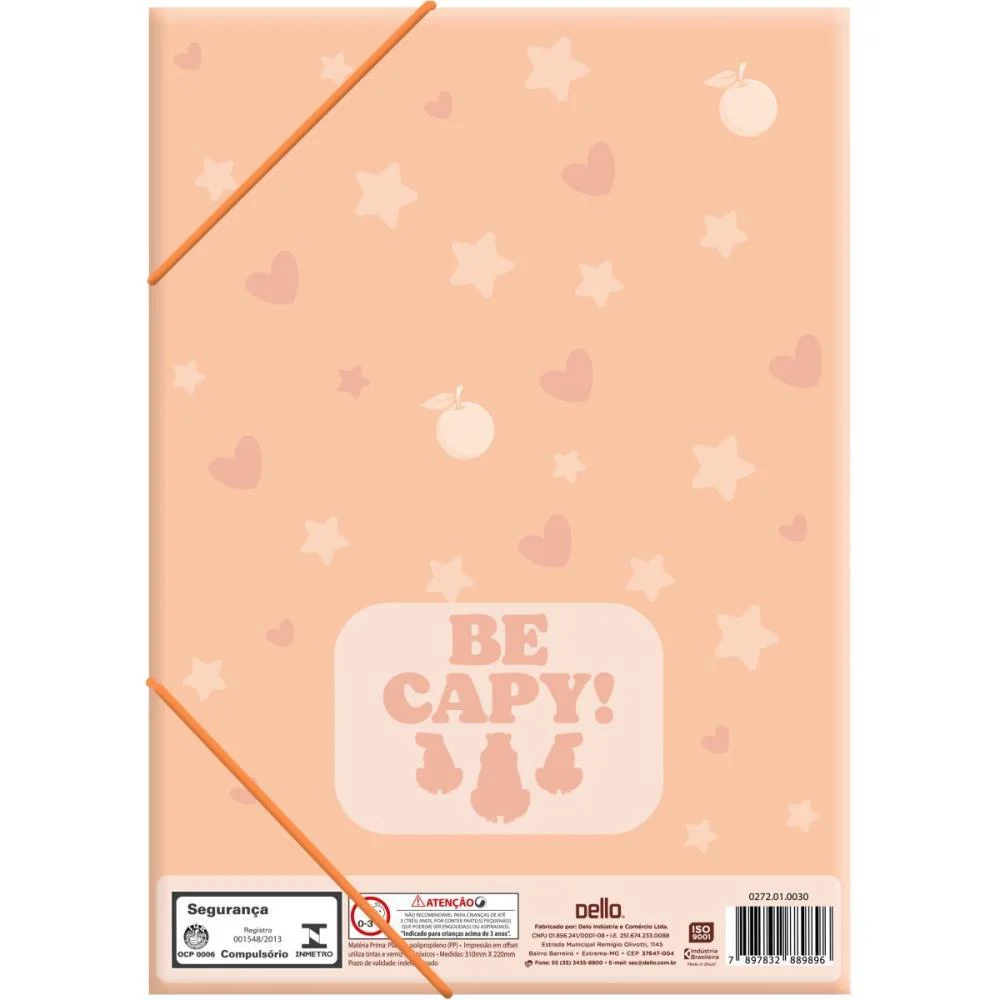 PASTA ABA ELASTICA PLASTICA CAPIVARA A4 BE CAPY LARANJA DELLO (PCT.C/10) - imagem 3