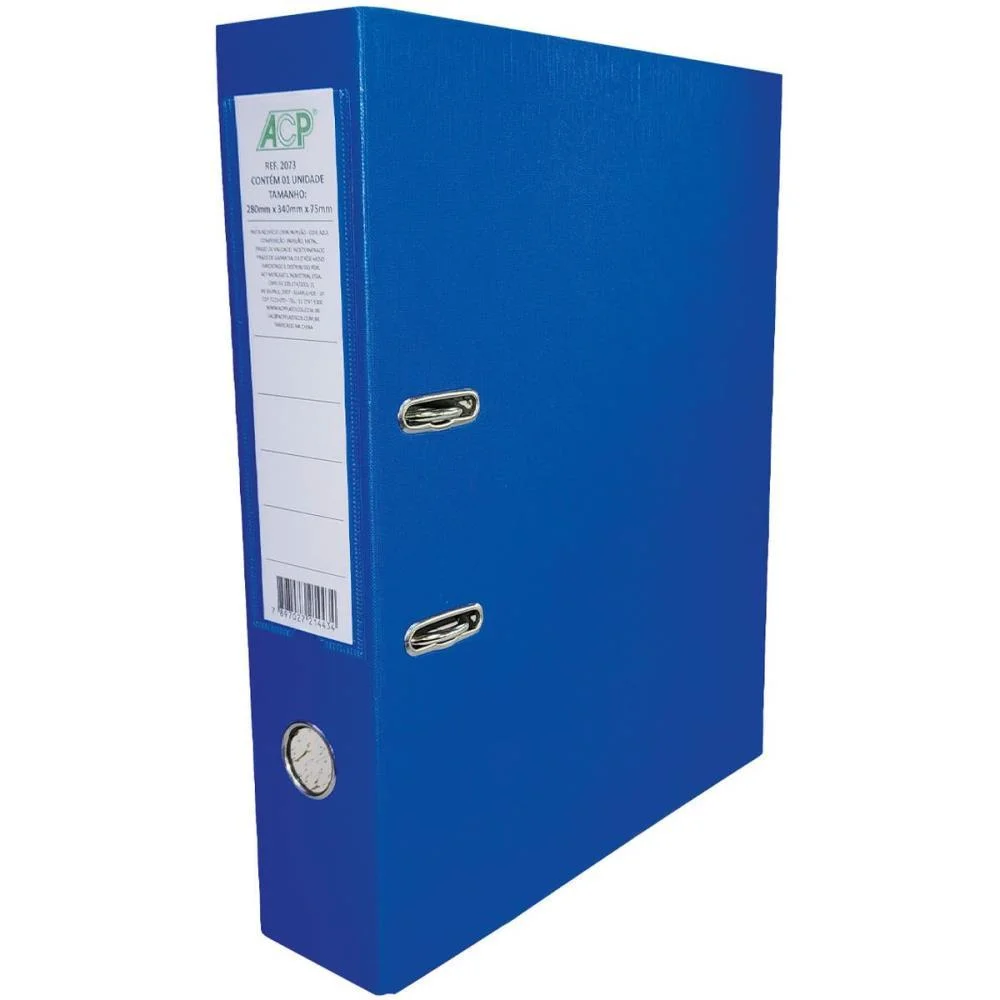 PASTA REGISTRADORA OFICIO LARGA AZUL 75MM ACP (UNIDADE) - imagem 3