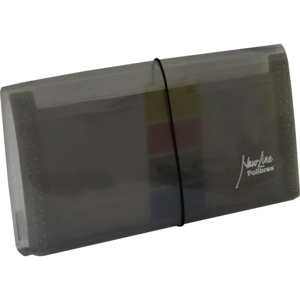 PASTA SANFONADA PLASTICA PORTA CHEQUE 12 DIVISOES FUME POLIBRAS (UNIDADE) - imagem 4