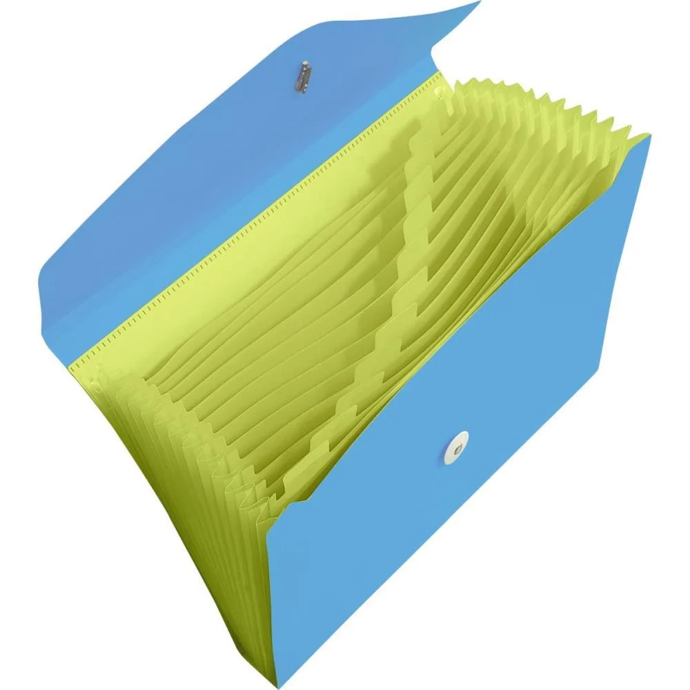 PASTA SANFONADA PLASTICA A4 CANDY 12DIVISOES AZUL/VERDE ACP (UNIDADE) - imagem 3