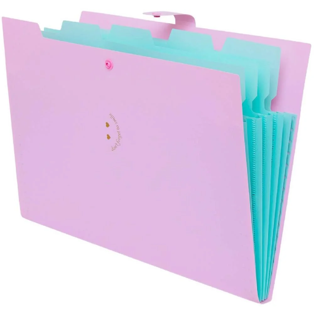 PASTA SANFONADA PLASTICA A4 5 DIVISOES ROSA PASTEL POLIBRAS (UNIDADE) - imagem 2