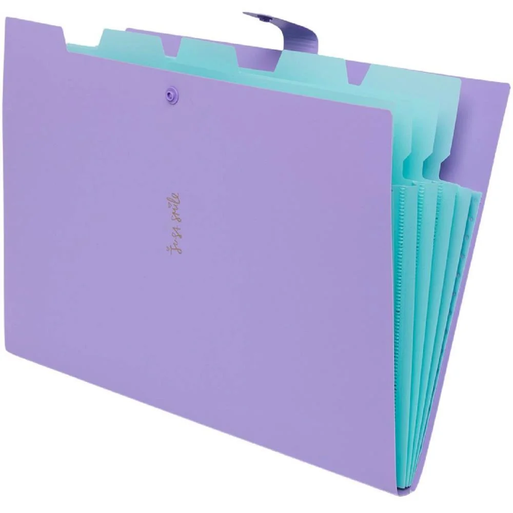 PASTA SANFONADA PLASTICA A4 5 DIVISOES LILAS PASTEL POLIBRAS (UNIDADE) - imagem 3